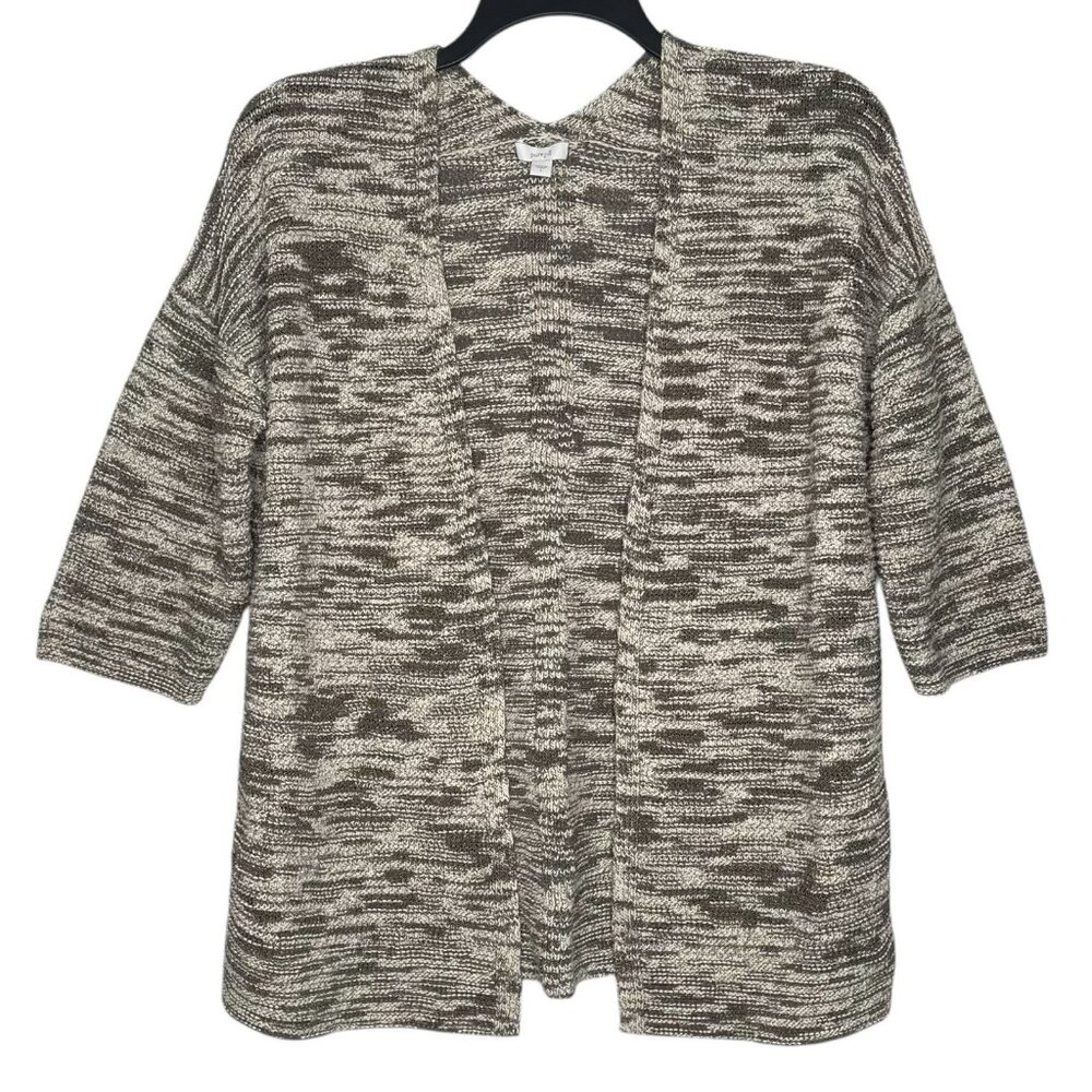 Pure J.Jill Cardigan Small Textured Striped Open Front 3/4 Sleeve Womens Sweater